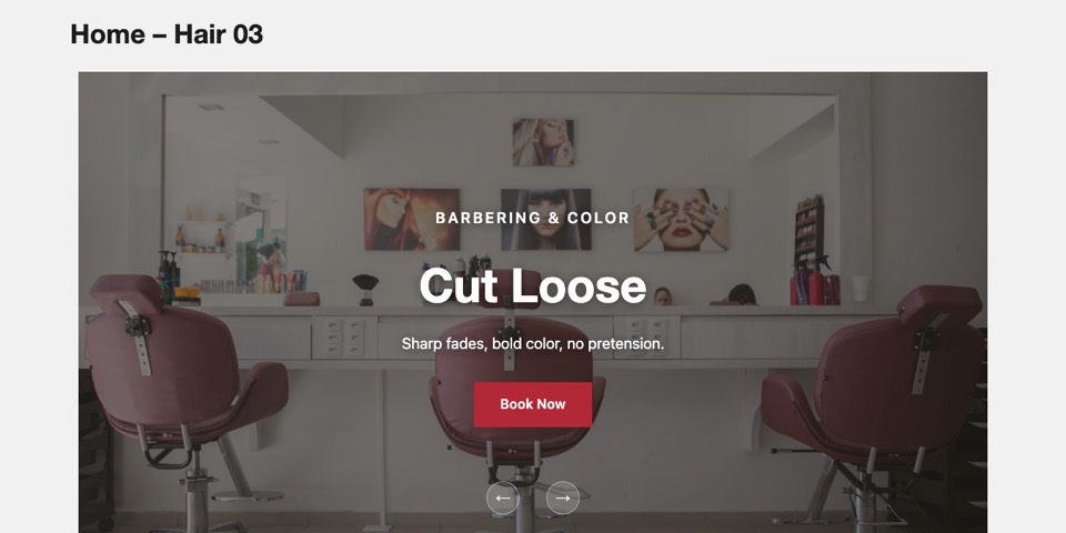 Hair 03 — Sunlit hair salon homepage layout