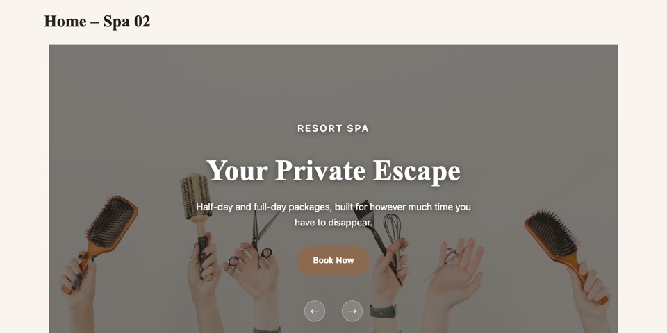 Spa 02 — Stone & Sand medspa homepage layout