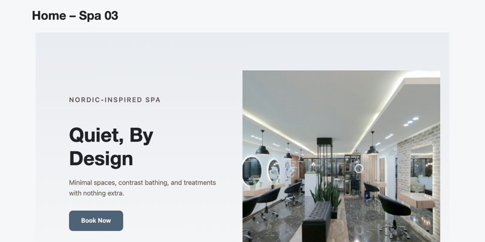 Spa 03 — Botanical medspa homepage layout