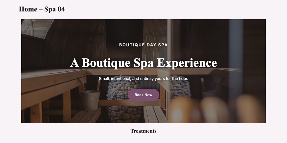 Spa 04 — Lavender Mist medspa homepage layout